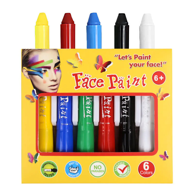 6-Color Washable Crayon Set for Halloween Face Paint