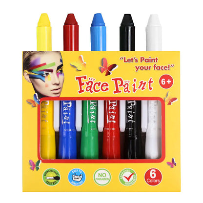 6-Color Washable Crayon Set for Halloween Face Paint