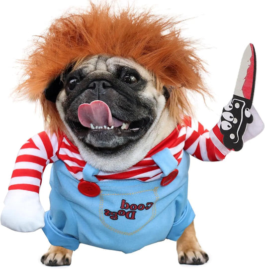 Scary Doll Pet Costume with Toy Knife