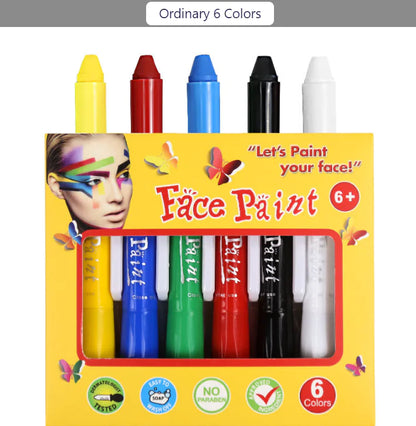 6-Color Washable Crayon Set for Halloween Face Paint